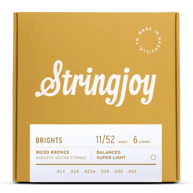 Stringjoy Brights | Super Light Gauge (11-52) 80/20 Bronze Acoustic Guitar Strings Stringjoy Brights | Super Light Gauge (11-52) 80/20 Bronze Acoustic Guitar Strings